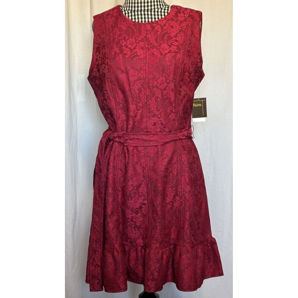 Melonie T Sleeveless Fit & Flare Scarlet Red Lace Cocktail Party Dress Sz 12 NWT